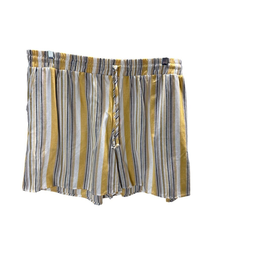 Forgotten Grace Shorts Women's Size 3X Yellow Black Stripes Linen Blend